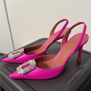 Amina Muaddi
Camelia Satin Slingback Pumps
